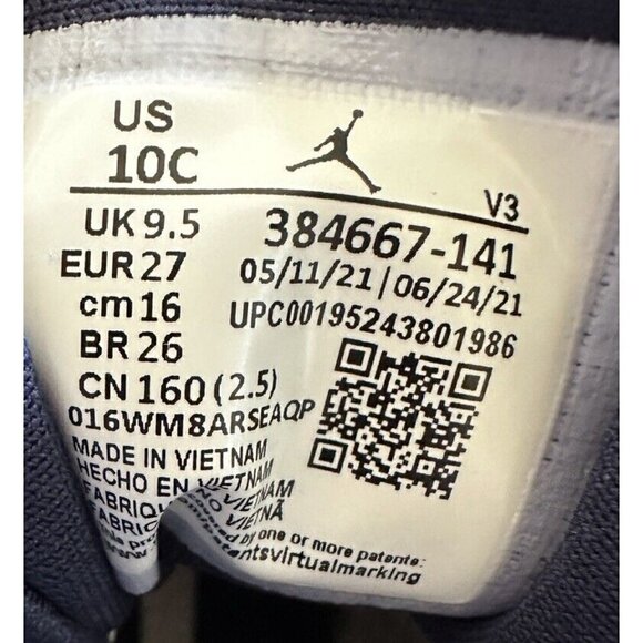 Nike Air Jordan 6 Retro TD Midnight Navy White 384667-141‎ Toddler 10c Sneakers - Picture 8 of 10